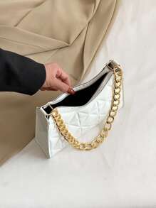 Lightweight,Business Casual Quilted Chain Bag For Teen Girls Women College Students,Rookies & White-Collar Workers Perfect For Office,College,Work ,Business,Commute,Outdoors, Travel, Outings - White - View 4