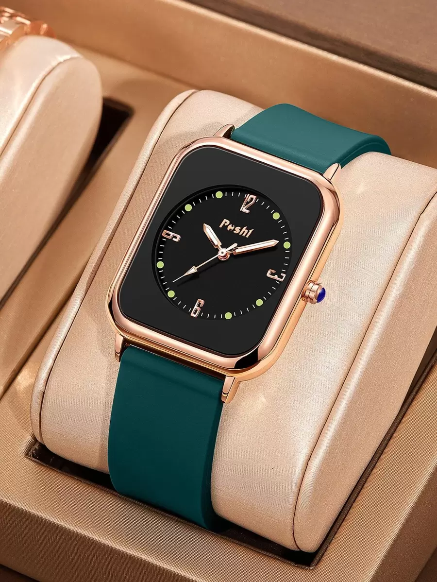 Poshi Silicone Strap Quartz Watch - Green - View 1