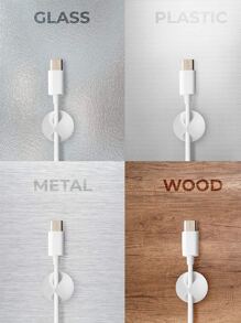 4 piezas Organizador de cables de goma portátil con un solo orificio - Blanco y Negro - Ver 3