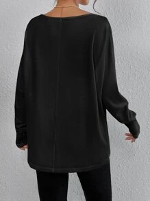 SHEIN Essnce 女款蝙蝠袖t恤 - 黑色 - 查看 2