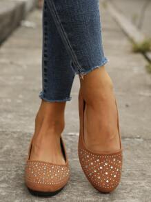 Giày bệt Nữ Pha lê kim cương màu trơn Đúng mốt - màu nâu - Xem 3