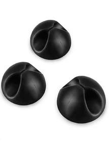 4 piezas Organizador de cables de goma portátil con un solo orificio - Blanco y Negro - Ver 7