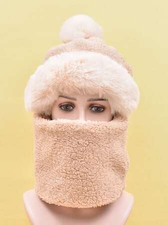 球球裝飾毛茸茸帽