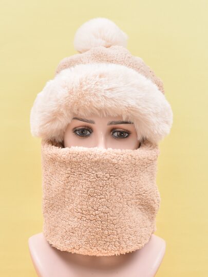 球球裝飾毛茸茸帽