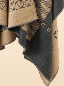 1 chiếc khăn choàng Poncho họa tiết kẻ caro hình học dành cho nữ, khăn choàng ấm áp thường ngày mặc ngoài cho mùa thu/đông - Nhiều màu - Xem 2