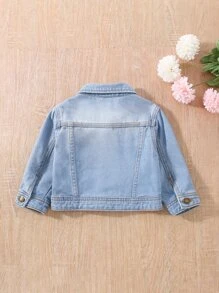 Chaqueta de mezclilla con detalle de solapa deshilachada para bebé niña de 1 pieza