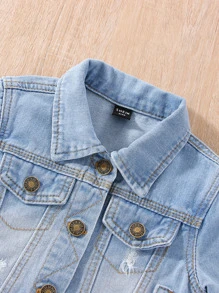 Chaqueta de mezclilla con detalle de solapa deshilachada para bebé niña de 1 pieza
