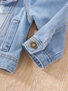 Chaqueta de mezclilla con detalle de solapa deshilachada para bebé niña de 1 pieza