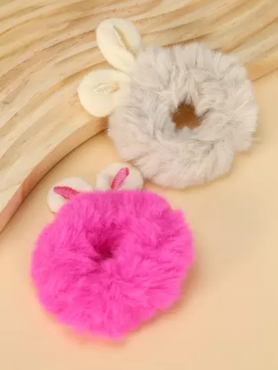 2入組耳朵裝飾毛茸茸髮圈