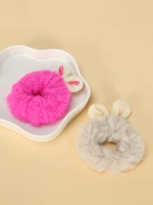 2入組耳朵裝飾毛茸茸髮圈