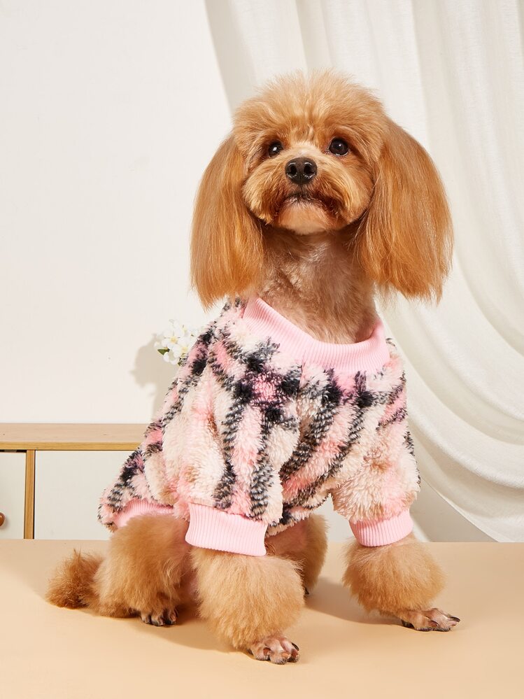 1 pieza Sudadera de mascota con patrón de cuadros - Multicolor - Añade 1