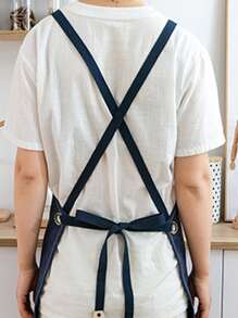 1 pieza Delantal con bolsillo delantero - Negro - Ver 2