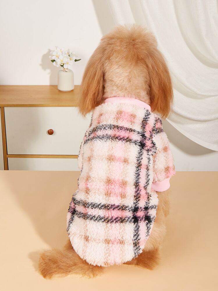 1 pieza Sudadera de mascota con patrón de cuadros - Multicolor - Añade 2