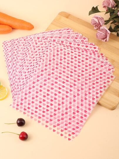 50 piezas Papel pergamino con patrón de corazón para revestir el interior del horno de aire o papel para freidora de aire
