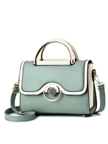 撞色滾邊翻蓋方包 - 彩色 - 查看 1