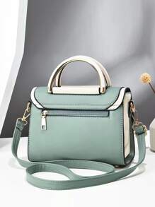 撞色滾邊翻蓋方包 - 彩色 - 查看 2