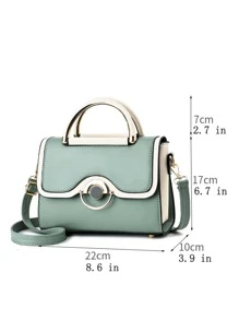 撞色滾邊翻蓋方包 - 彩色 - 查看 4