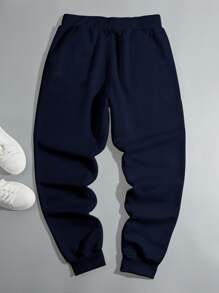 Manfinity Roghcode Men Letter Graphic Slant Pocket Joggers - Navy Blue - View 2