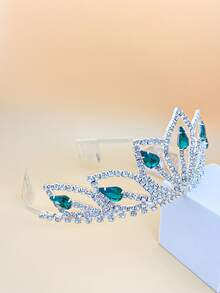 Rhinestone Crown Decor Bridal Headband - Silver - View 2