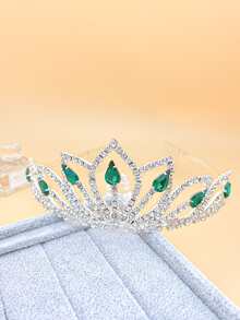 Rhinestone Crown Decor Bridal Headband - Silver - View 3