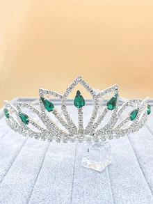 Rhinestone Crown Decor Bridal Headband - Silver - View 4