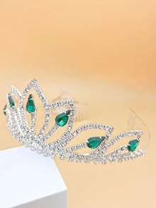 Rhinestone Crown Decor Bridal Headband - Silver - View 5