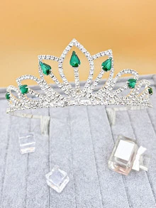 Rhinestone Crown Decor Bridal Headband - Silver - View 6