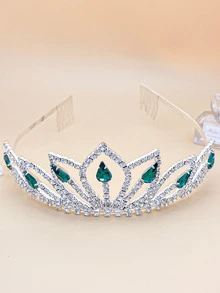 Rhinestone Crown Decor Bridal Headband - Silver - View 7