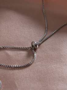 三角形吊墜Y字項鍊 - 銀色 - 查看 4