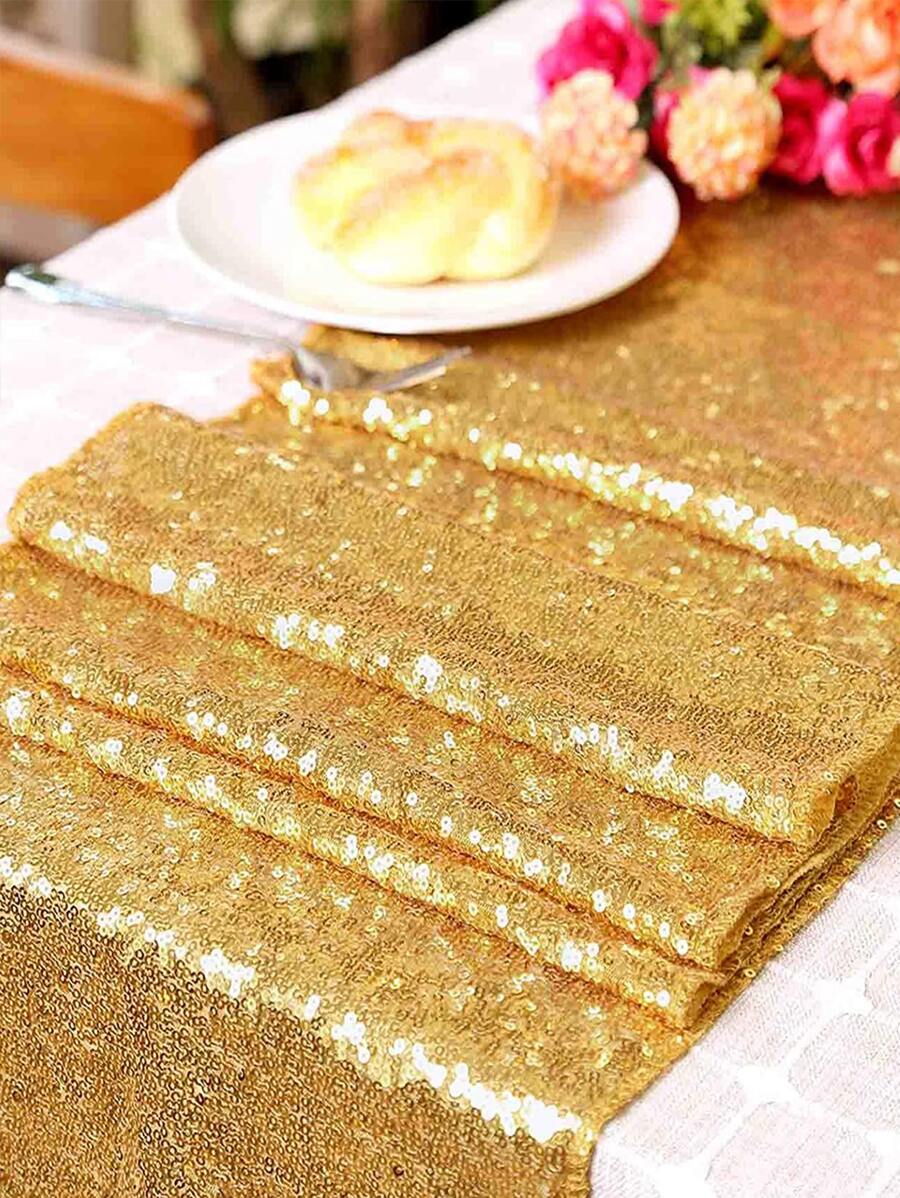 Sequin Decor Table Runner - Gold - View 1