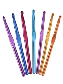 7pcs Stainless Steel Crochet Hook - Multicolor - View 1