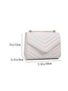 Bolsa cuadrada mini de cheurón con solapa - Blanco - Ver 8