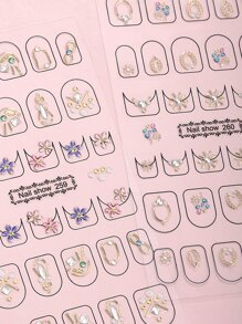 Beauty Sticker 2sheets Flower Print Nail Art Sticker - Multicolor - View 2