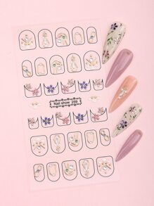Beauty Sticker 2sheets Flower Print Nail Art Sticker - Multicolor - View 5