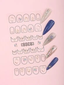 Beauty Sticker 2sheets Flower Print Nail Art Sticker - Multicolor - View 6