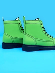 Giày boot nam màu trơn Không có dây kéo - màu xanh lá - Xem 4