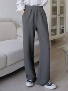 DAZY Elastic Waist Slant Pocket Pants,Teacher Pants - Grey - View 5