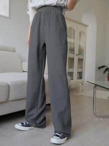 DAZY Elastic Waist Slant Pocket Pants,Teacher Pants - Grey - View 6