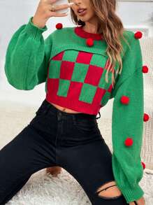 Jersey corto 2 en 1 con diseño de pompón - Verde - Ver 1