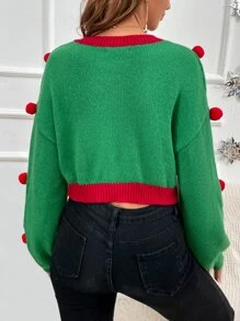 Jersey corto 2 en 1 con diseño de pompón - Verde - Ver 2