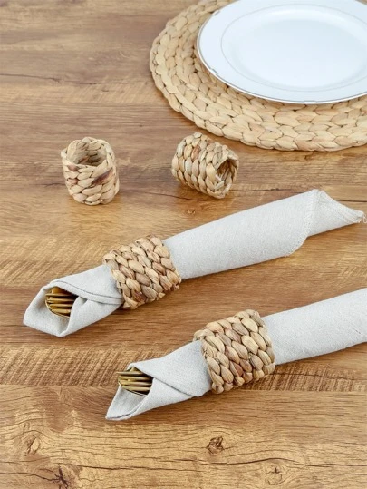 4入組編織餐巾環