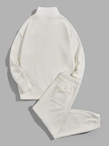 Manfinity RebelGame 男士字母刺绣运动衫和裤子，秋冬款