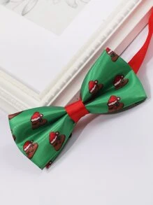 Men Christmas Cartoon Graphic Bow Tie - Multicolor - View 2