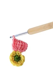 4pcs Bamboo Handle Crochet Needle - Multicolor - View 3