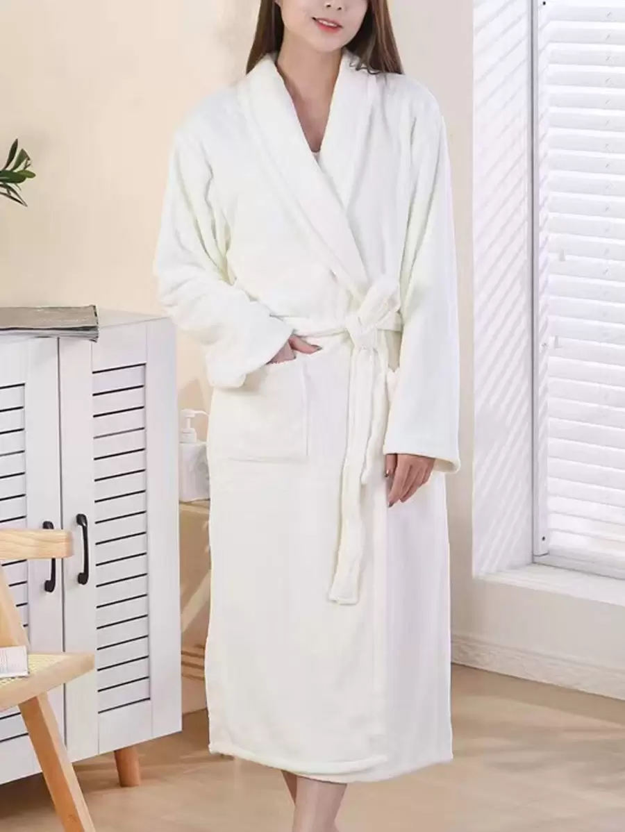 1pc Women's White Bathrobe Summer Wedding Home Bathroom Decor Back To School - White - View 1