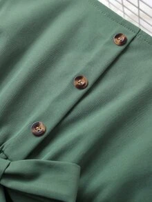 Chicas Vestido con cinturón ribete con fruncido - Verde - Ver 5