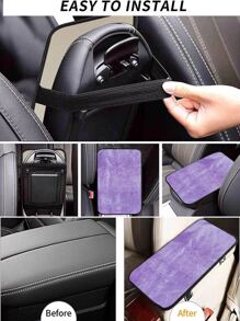 1pc Plush Car Armrest Box Cushion With Multiple Colors - Purple - View 4