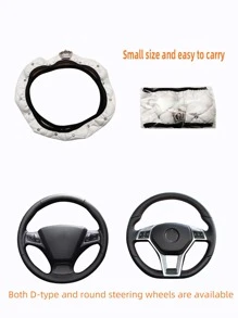 MEIKAXIU 1pc Rhinestone Decor Car Steering Wheel Cover - White - View 7