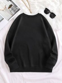 SHEIN EZwear 熊和字母圖案加絨內裏運動衫