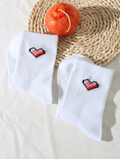 Heart Pattern Crew Socks